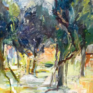 Malerei, Landschaft mit Baum