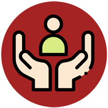 Logo: solidarische Gesellschaft: Hände schützen Mensch