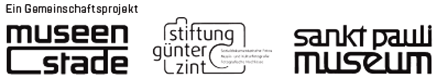 Grafik mit drei Logos: Museen Stade, Stiftung Günter Zint und Sankt Pauli Museum