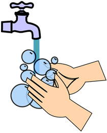 Grafik: Händewaschen unter fließend Wasser