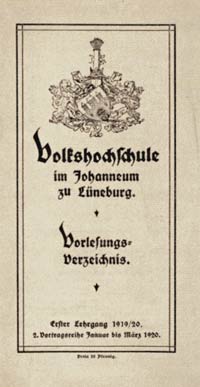 Vorlesungsverzeichnis der VHS Lüneburg, 1919/20