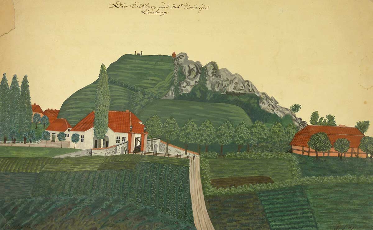 Der Kalkberg, Gouache von Otto Volger, 1837